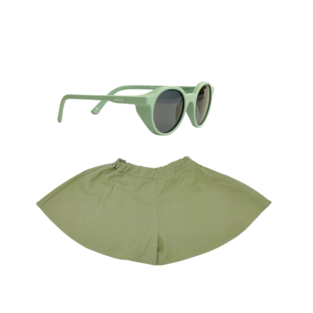 BIO Boho Shorts salbei und soonice Sonnenbrille