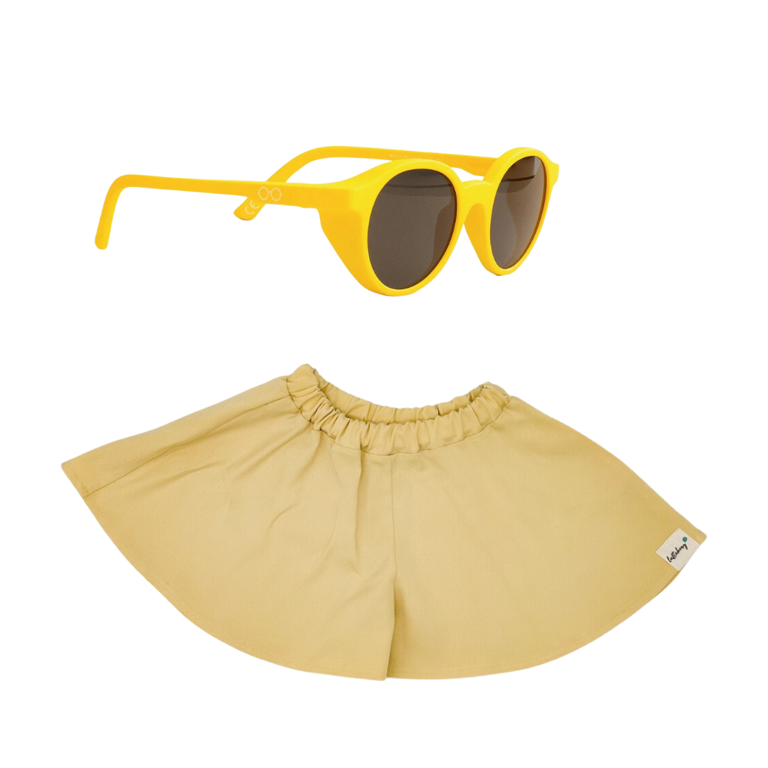 BIO Boho Shorts sonnengelb und soonice Sonnenbrille