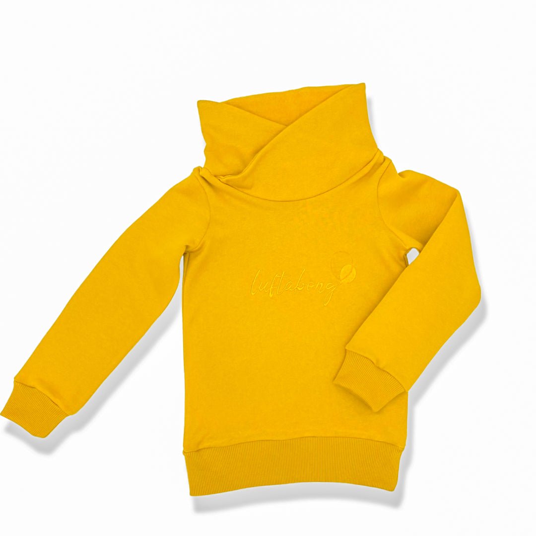 BIO Stehkragen Pullover mit XXL Kuschelkragen in Yellow Mustard