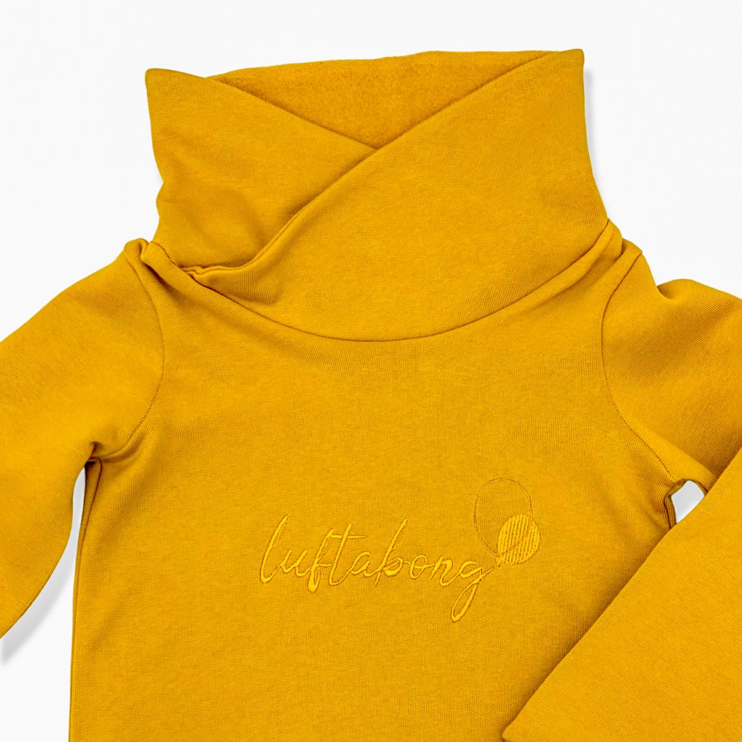 BIO Stehkragen Pullover mit XXL Kuschelkragen in Yellow Mustard